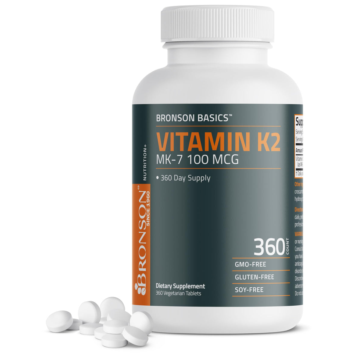 Bronson Bronson Basics Flavored Vitamin K2 Tablets Support Strong