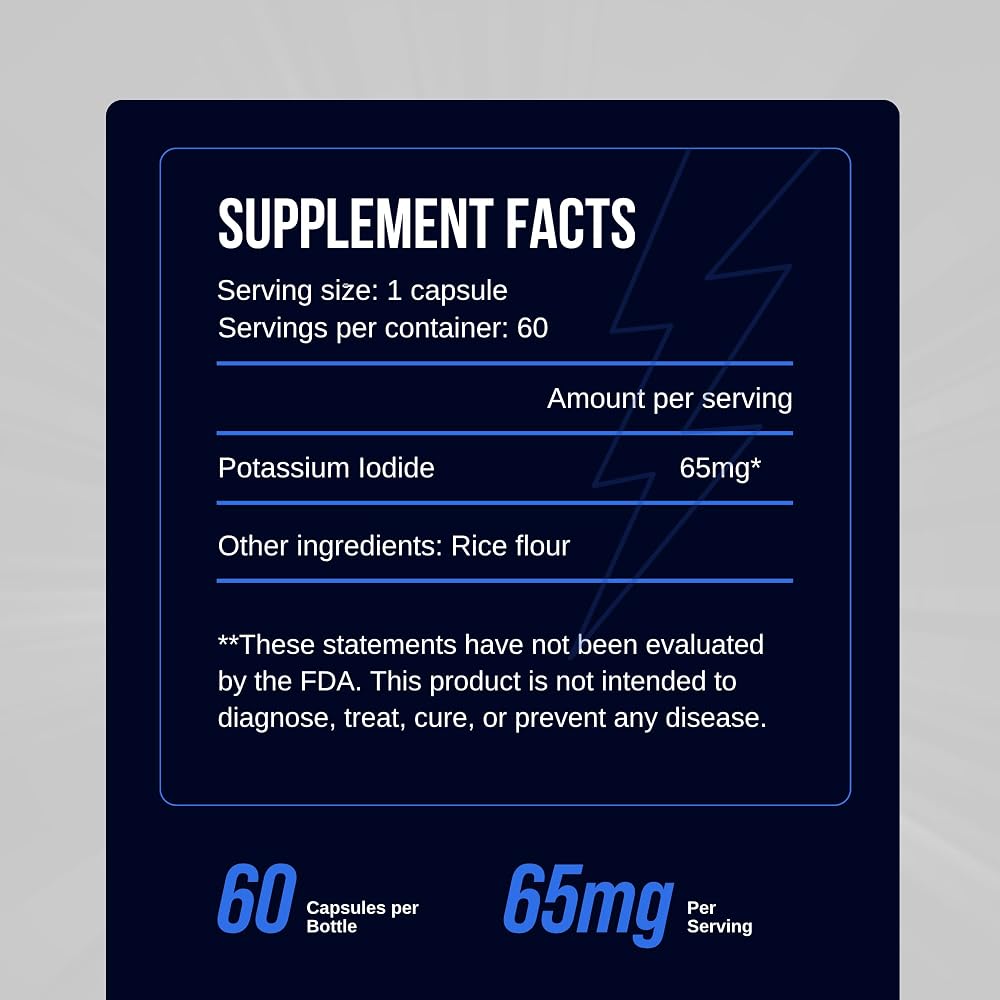 PSS5 Potassium Iodide 65mg Thyroid Support - 60 Capsules - image 5