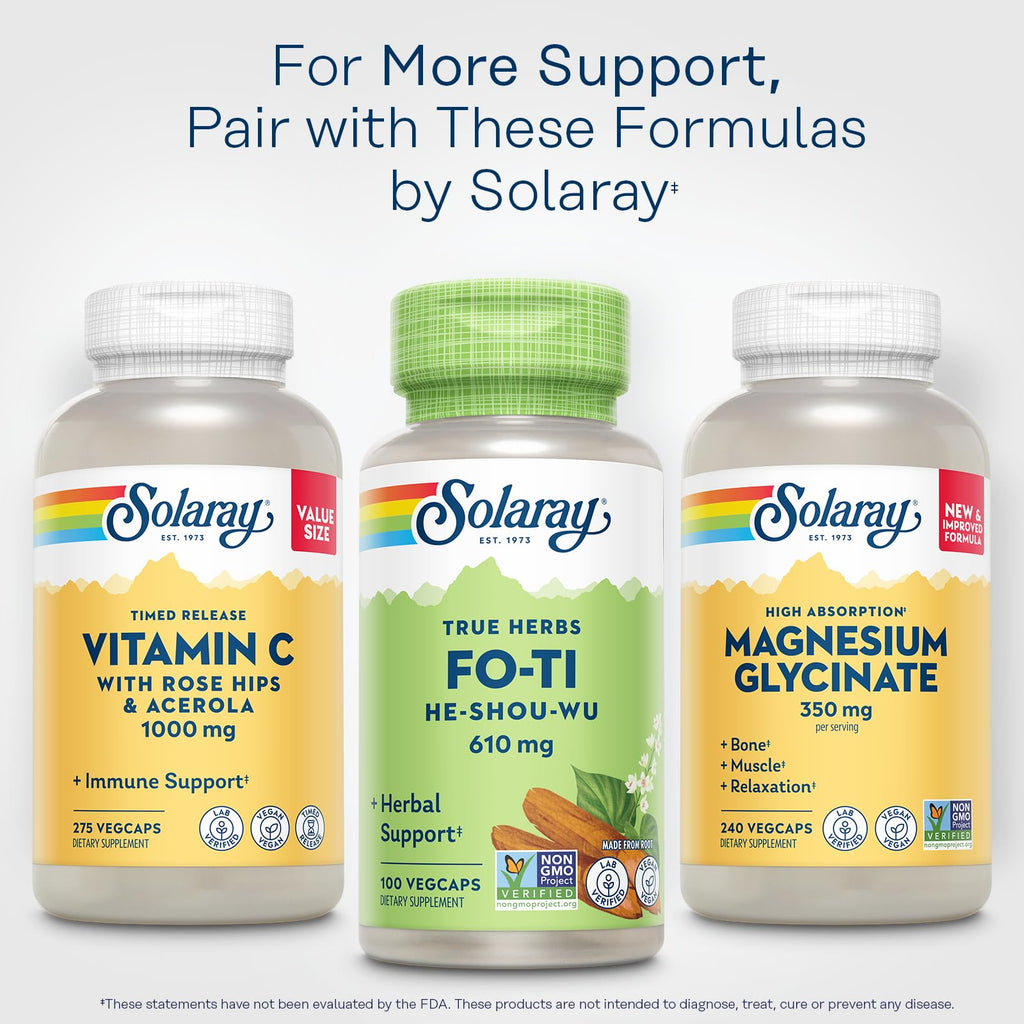 SOLARAY Fo-Ti 610 mg Herbal Support for Aging & Hair - 100 Vegetarian Capsules - image 6