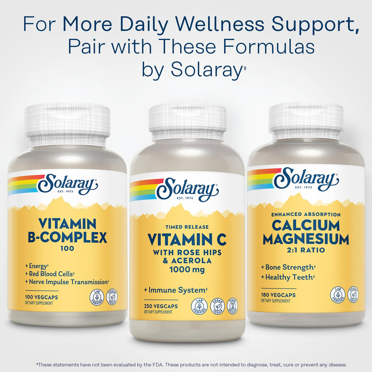 SOLARAY Capsule Calcium Magnesium Bone Strength,Healthy Teeth Vegan