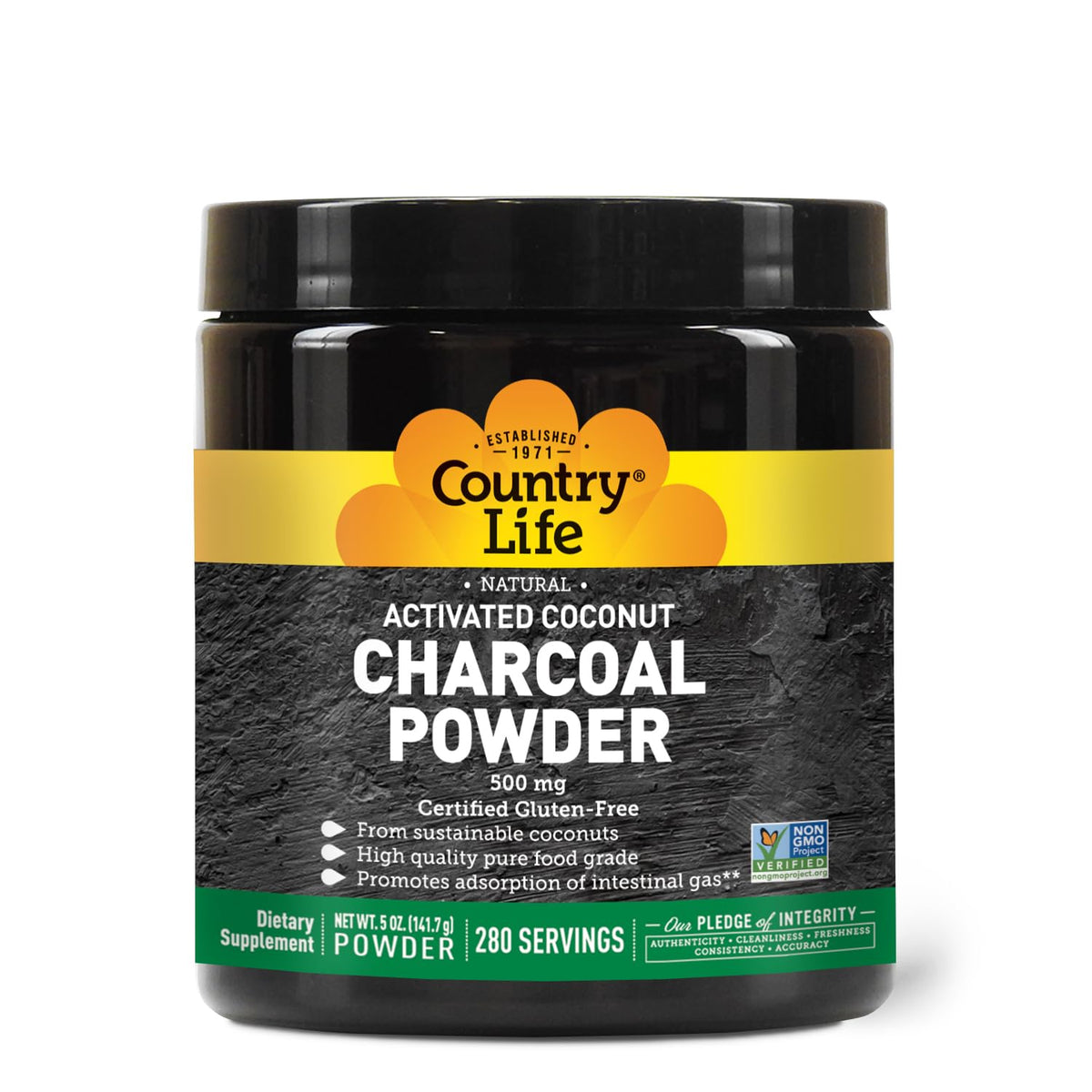 Country Life Coconut Activated Charcoal Powder 500 mg - 5 oz