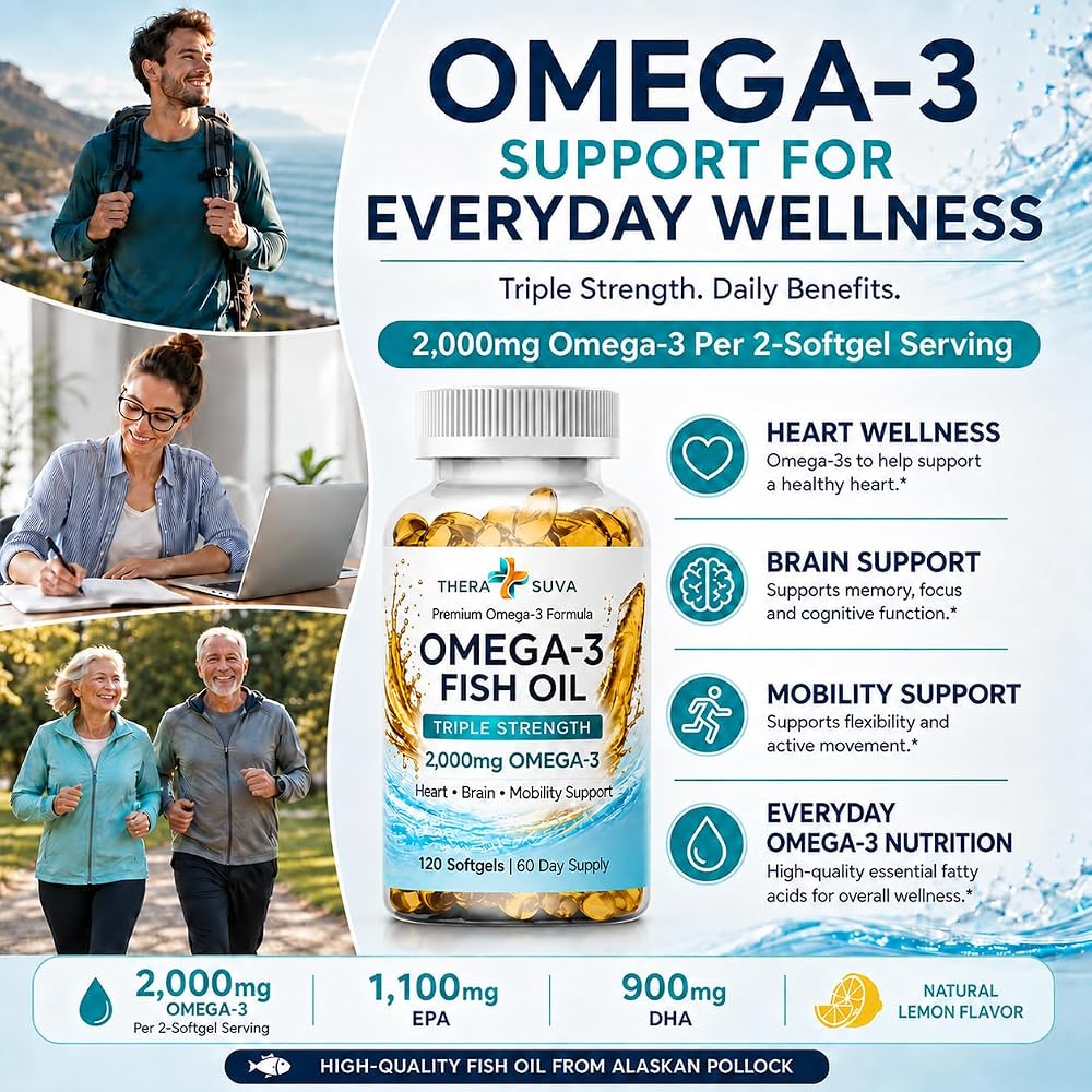 TheraSuva Wild Alaskan Fish Oil 2000mg Omega-3 - 120 Softgels - image 4