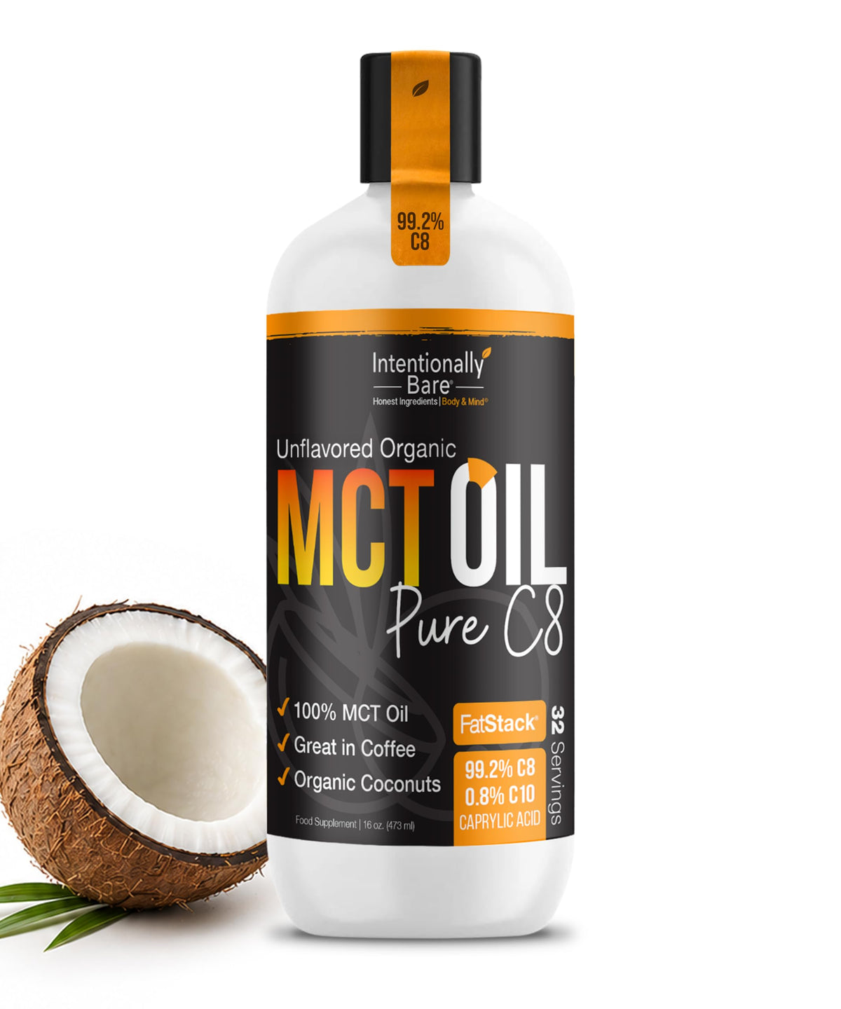 Intentionally Bare Organic Pure 99.2% C8 MCT Oil - Keto