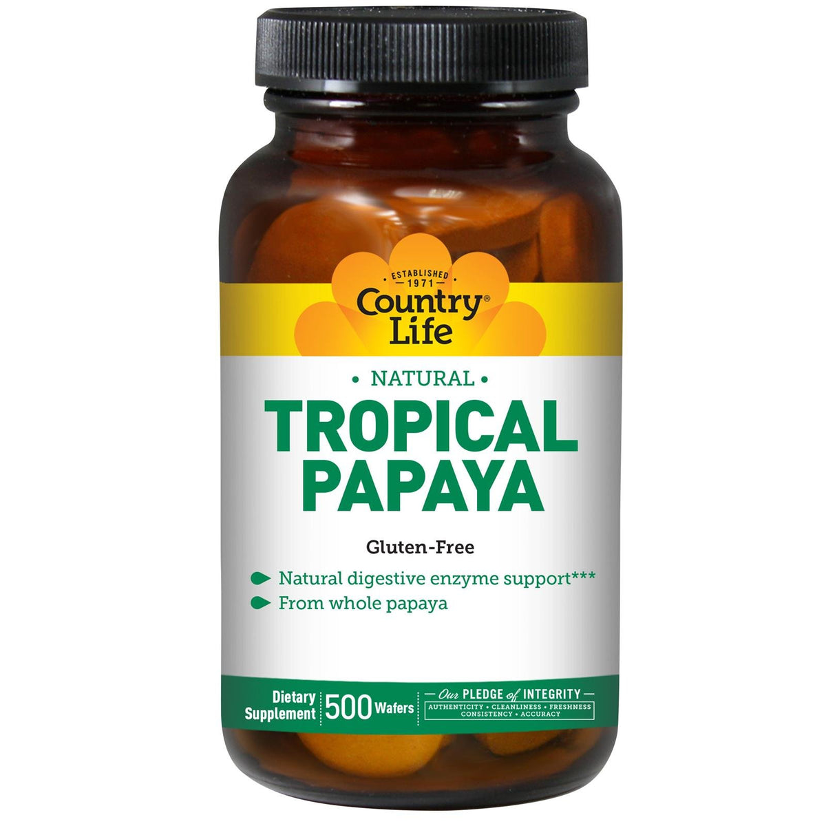 Country Life Chewable Papaya Tabs - 500 Tablets