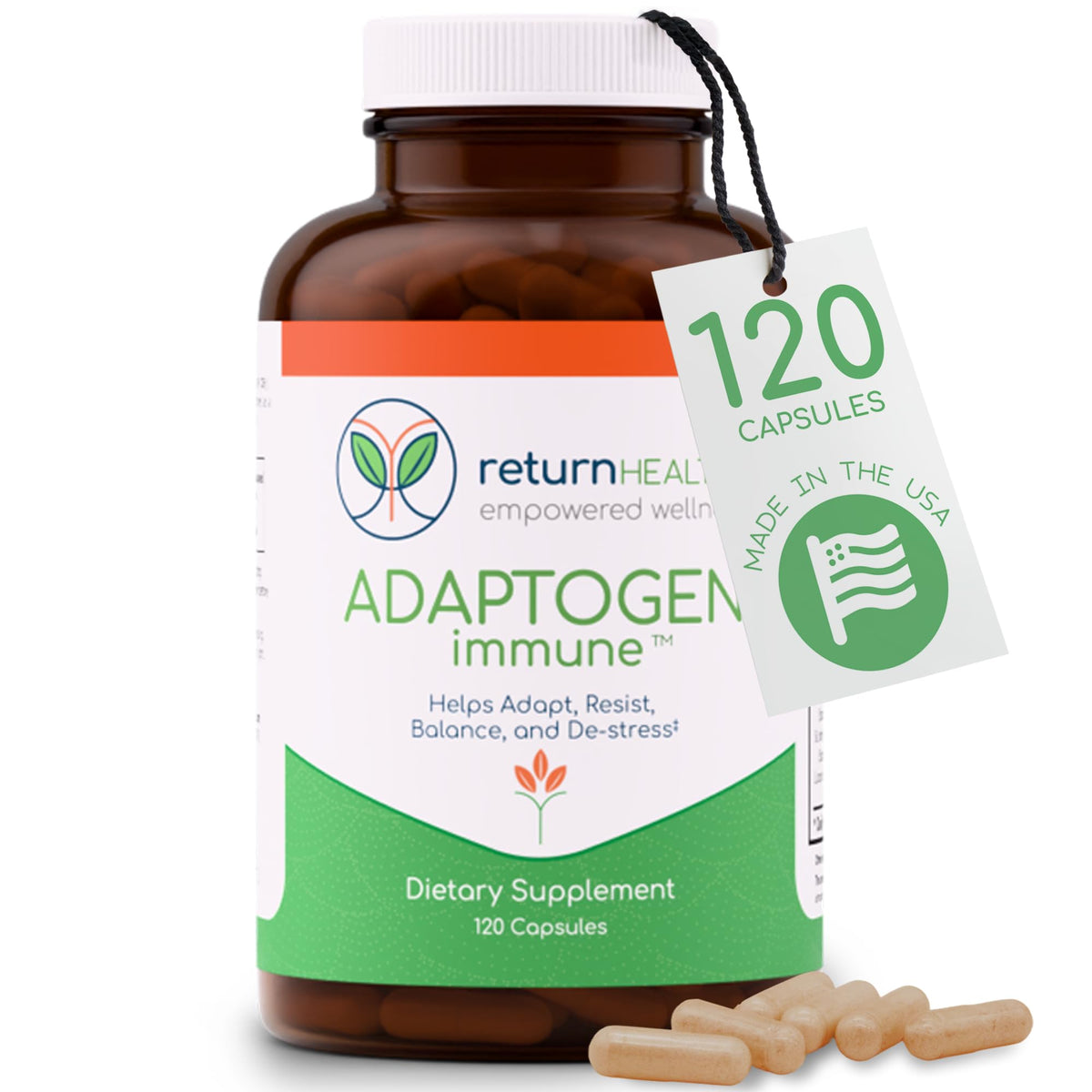 Return Healthy Adaptogen Immune Ashwagandha Supplement - 120 Capsules