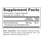 NusaPure Choline Bitartrate 650mg - 200 Vegetarian Capsules - image 4