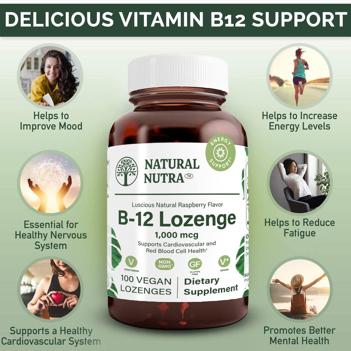 Natural Nutra Vitamin B12 Supplement - 100 Lozenges - image 3