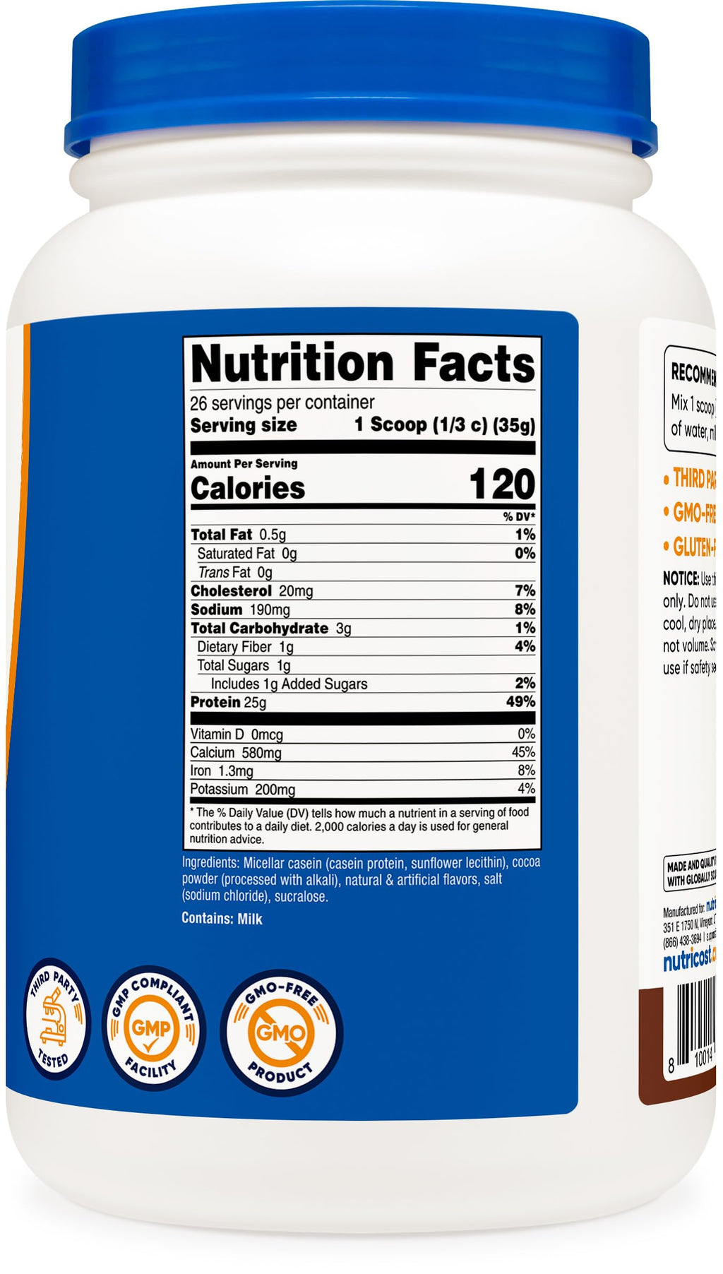 Nutricost Casein Protein Powder - 100% Micellar Casein