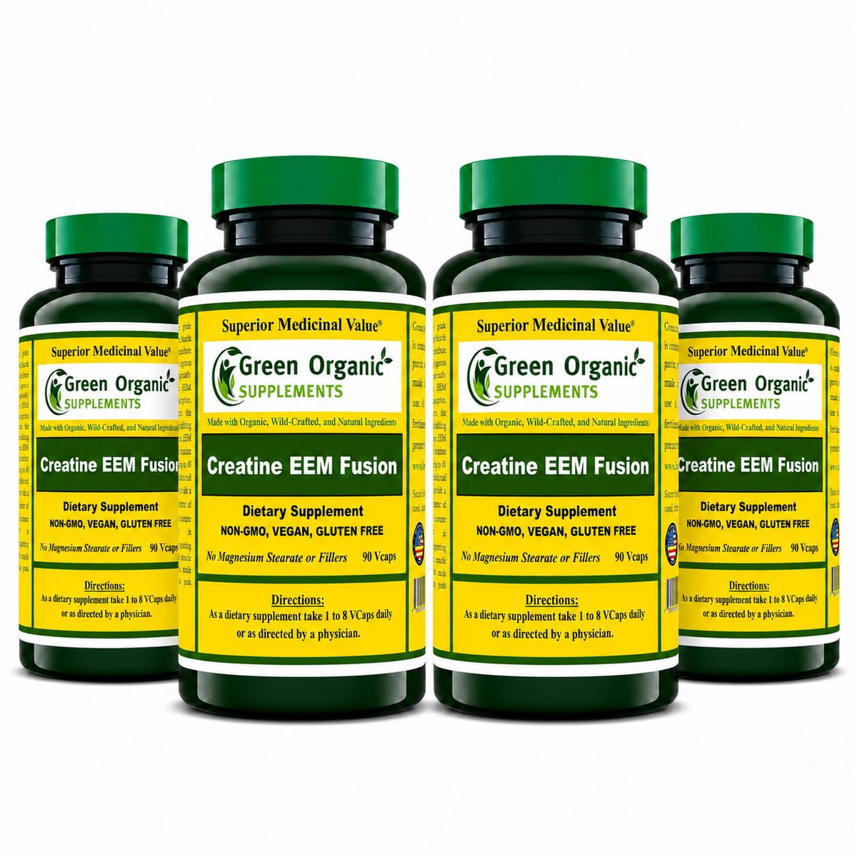 Green Organic Supplements Creatine EEM Fusion, 90 Vegetarian Capsules, High