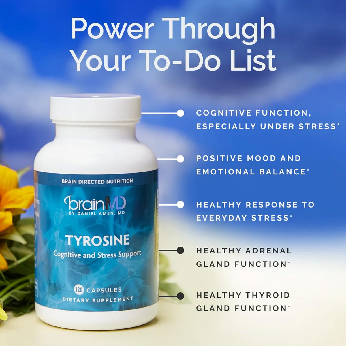 BrainMD Dr Amen Tyrosine for Mental Focus - 120 Capsules - image 2