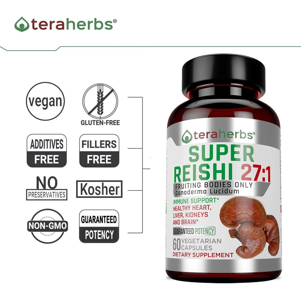 teraherbs Tera Herbs Organic Reishi Mushroom Extract - 60 Vegetarian Capsules - image 5