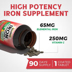 Vitalibre Iron Supplement, 65mg Carbonyl Iron with 250mg Vitamin C