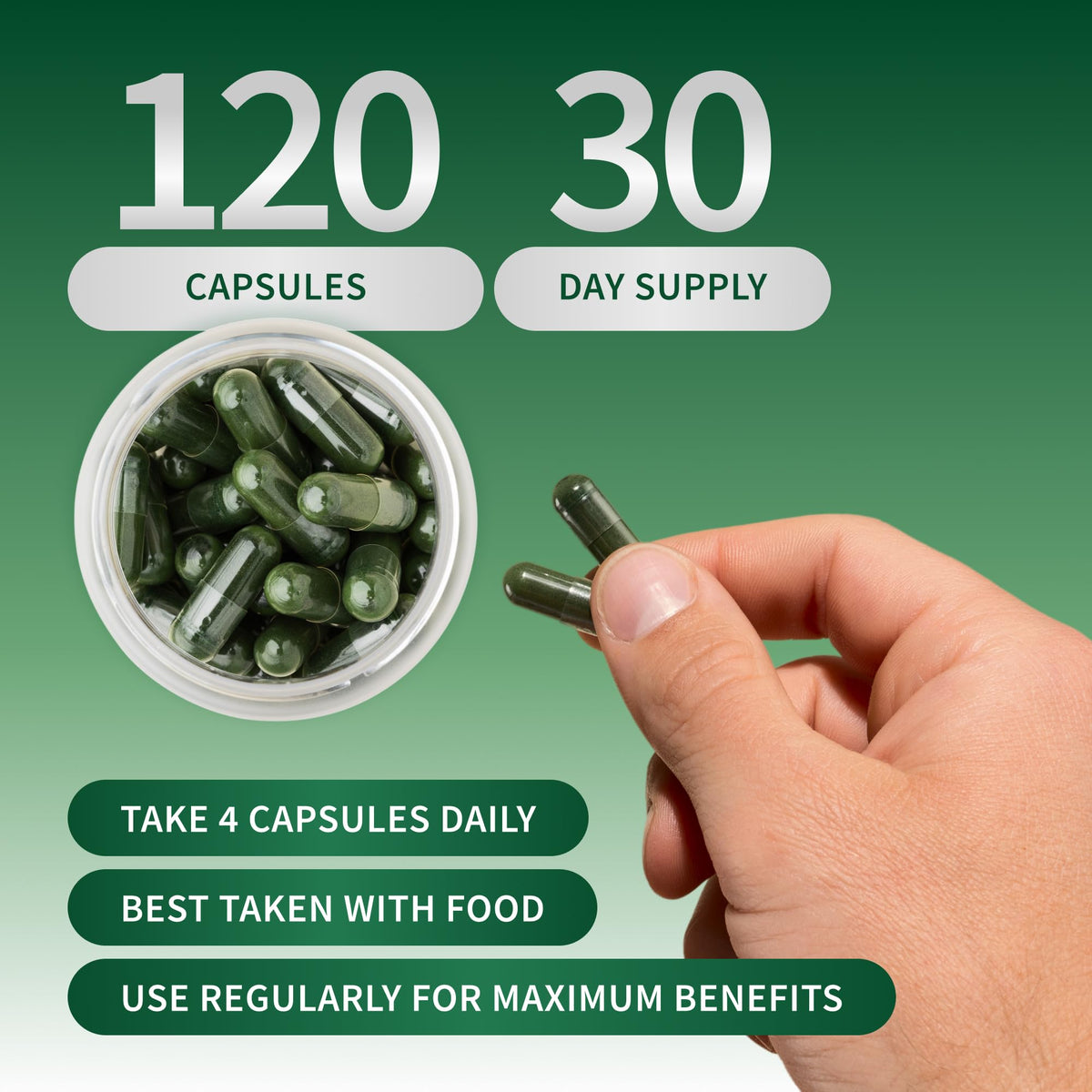 Snap Supplements USDA Organic Spirulina and Chlorella - 120 Capsules - image 5