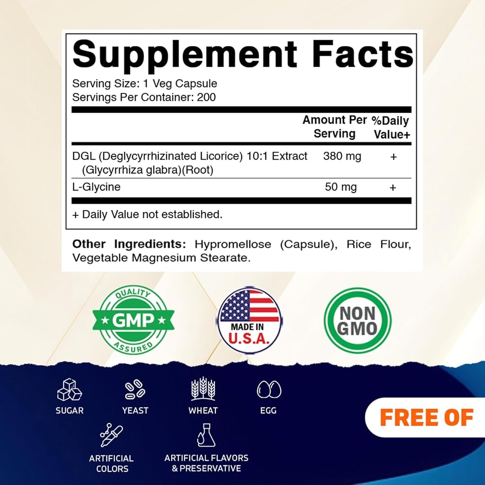 Vitamatic DGL Licorice 10:1 Extract 380mg Supplement - 200 Capsules - image 2