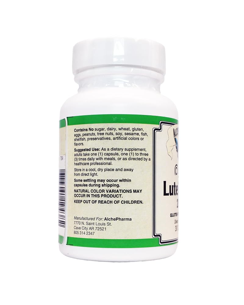 AlchePharma Lutein Plus 20 mg with Zeaxanthin and Bilberry - 30 Capsules - image 5