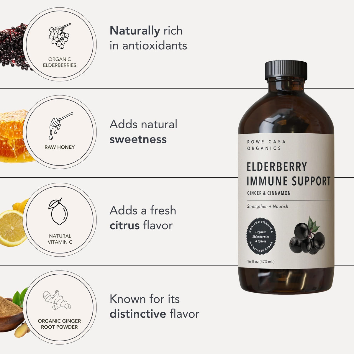 Rowe Casa Organics Elderberry Syrup with Vitamin C & Zinc - 16 Fl Oz - image 5