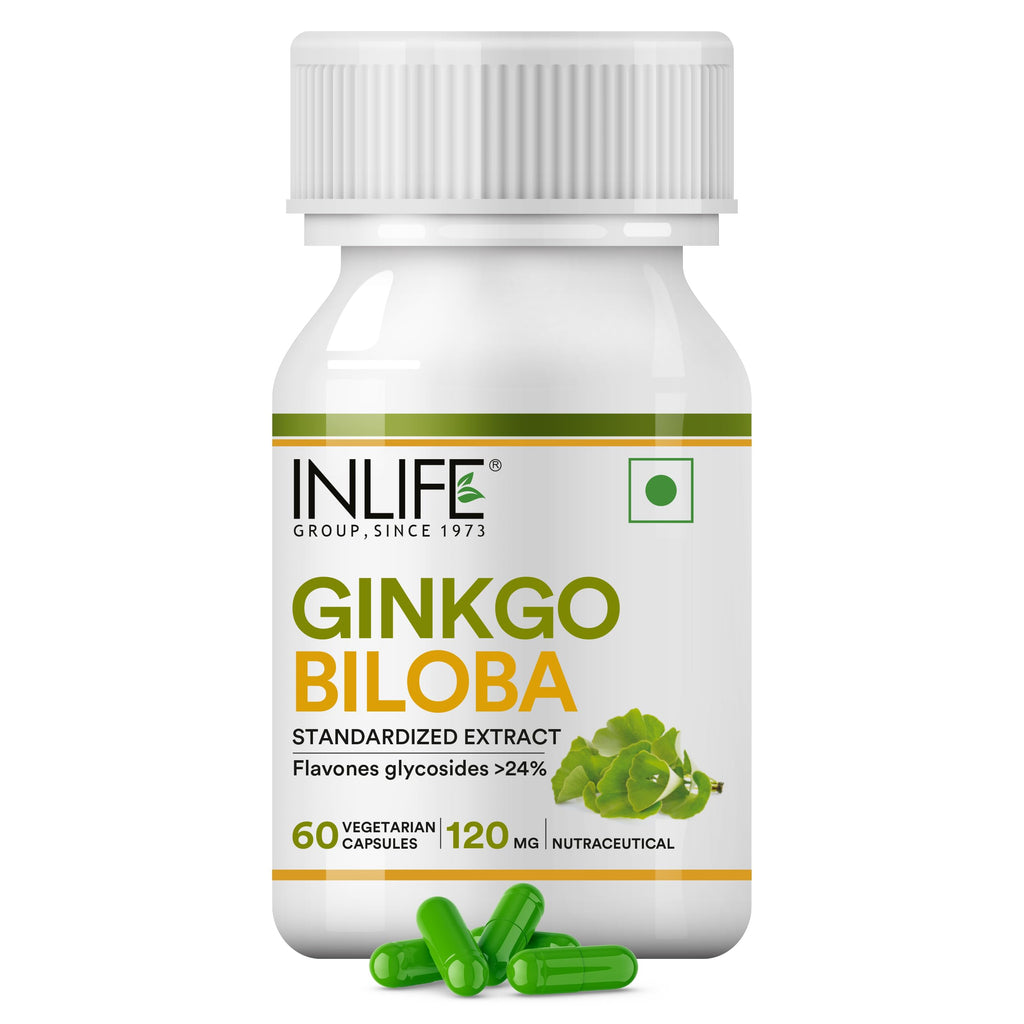 INLIFE Ginkgo Biloba Extract 120mg - 60 Vegetarian Capsules