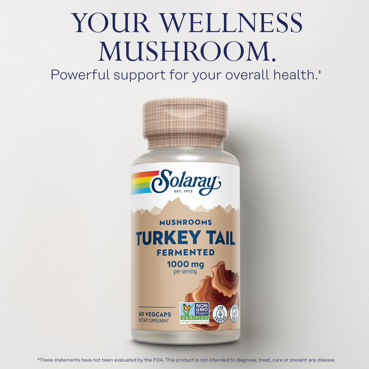 SOLARAY Fermented Turkey Tail Mushroom - 60 Vegetarian Capsules - image 3
