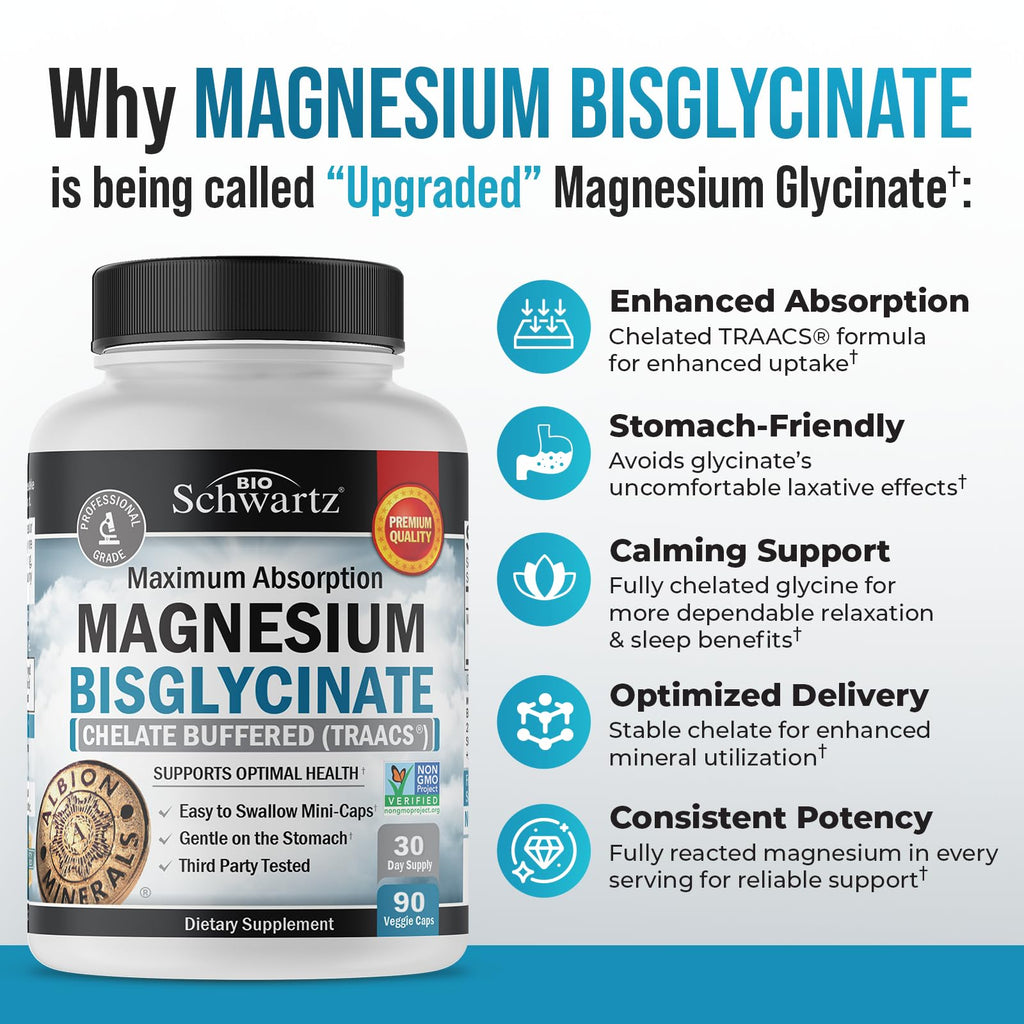 BioSchwartz Magnesium Bisglycinate 100% Chelate - 90 Capsules - image 2