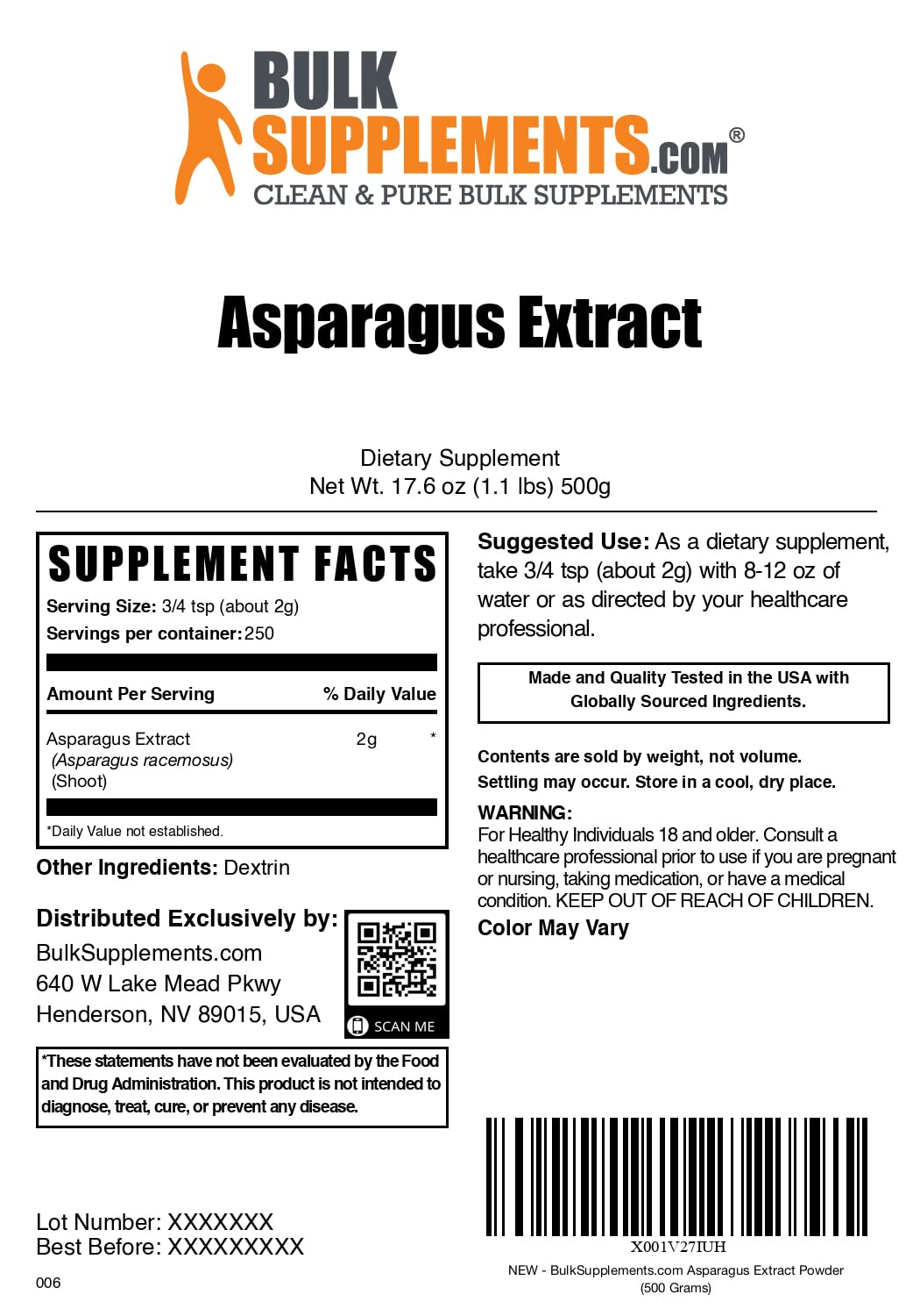 BulkSupplements.com Asparagus Extract Powder