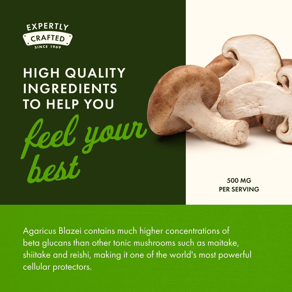 Swanson Agaricus Blazei Mushroom Extract 500 mg - 180 Vegetarian Capsules - image 5