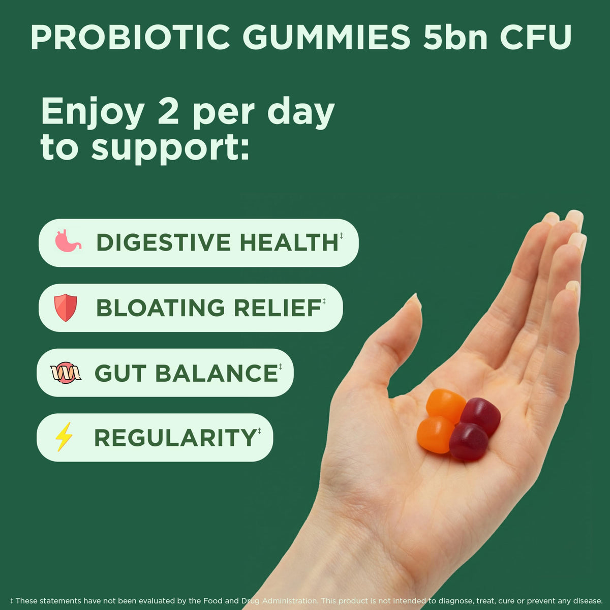 Yuve Natural Sugar Free Probiotic Gummies 5 Billion CFU - 60 Gummies - image 2