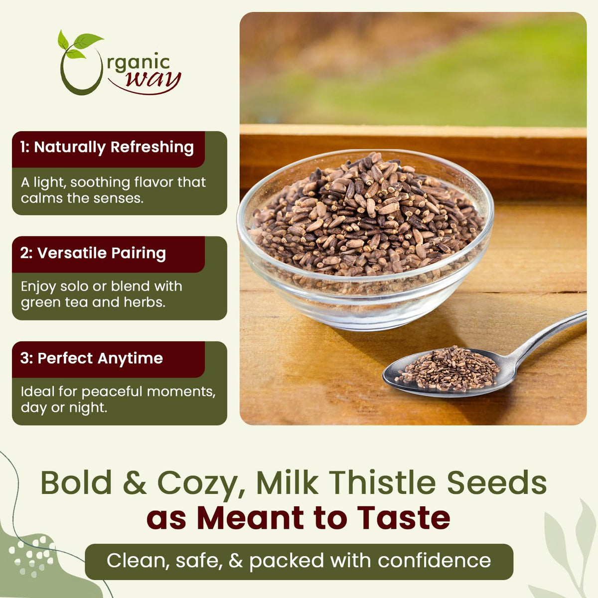 Organic Way Whole Milk Thistle Seeds (Silybum marianum) - European
