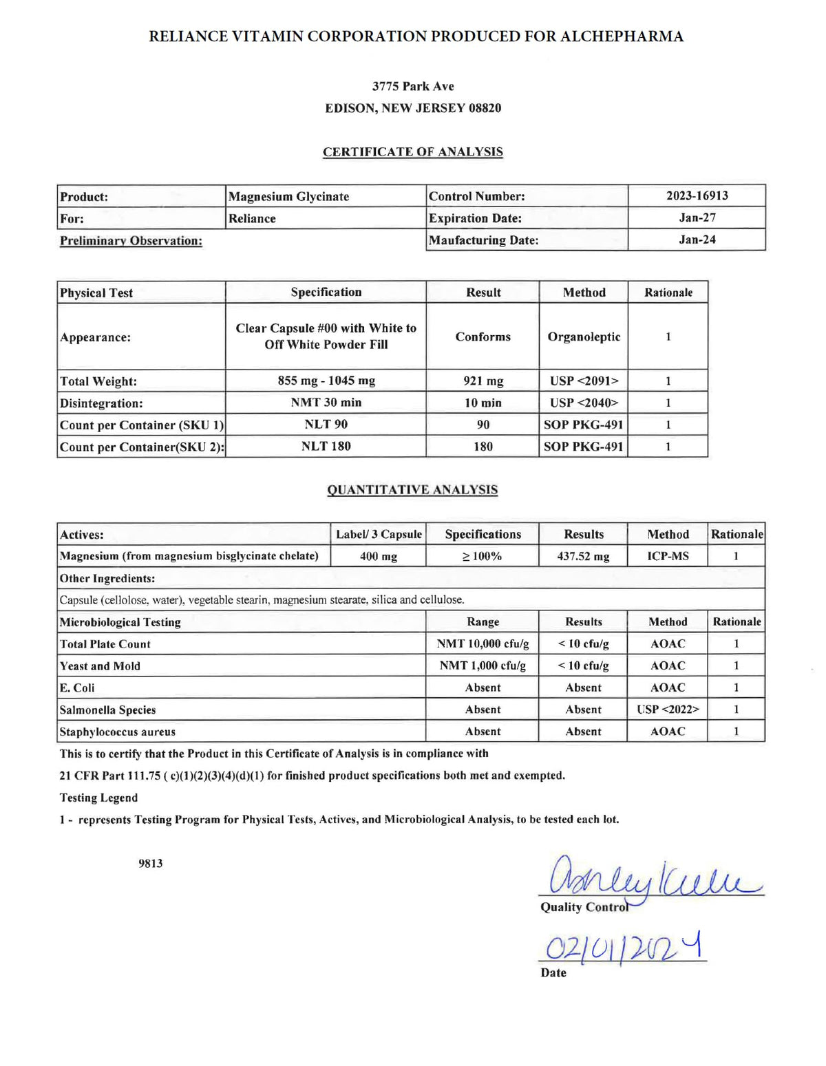 AlchePharma Premium Magnesium Glycinate