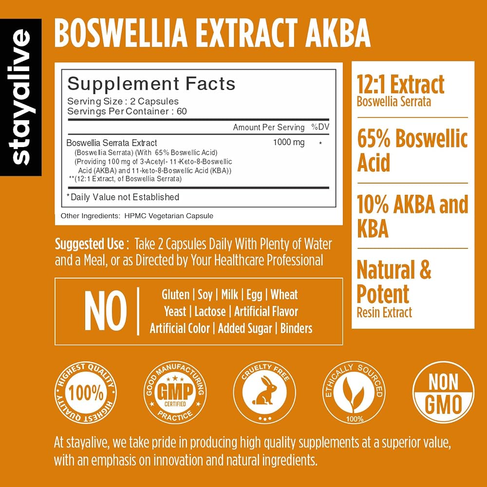 STAY ALIVE Boswellia Serrata Extract 1000mg - 120 Capsules - image 2