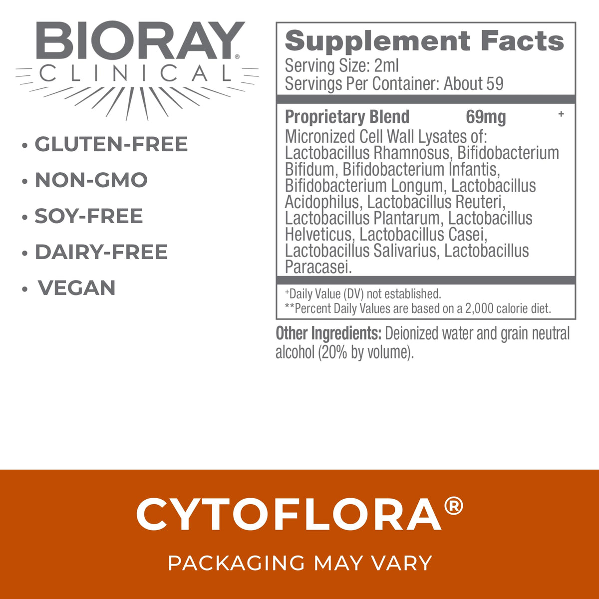 BIORAY Clinical CytoFlora Probiotic Immunity Tonic - 4 fl oz - image 2