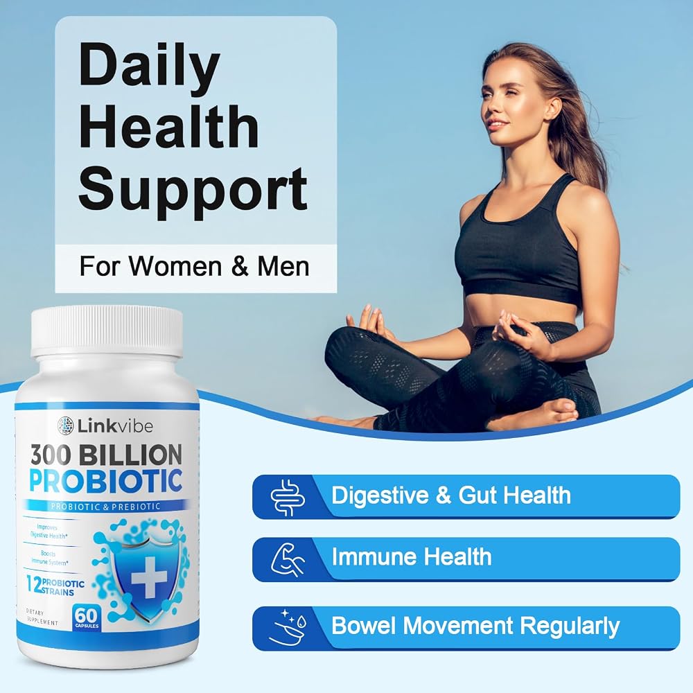 Linkvibe Probiotic 300 Billion CFU - Probiotic for Women and Men