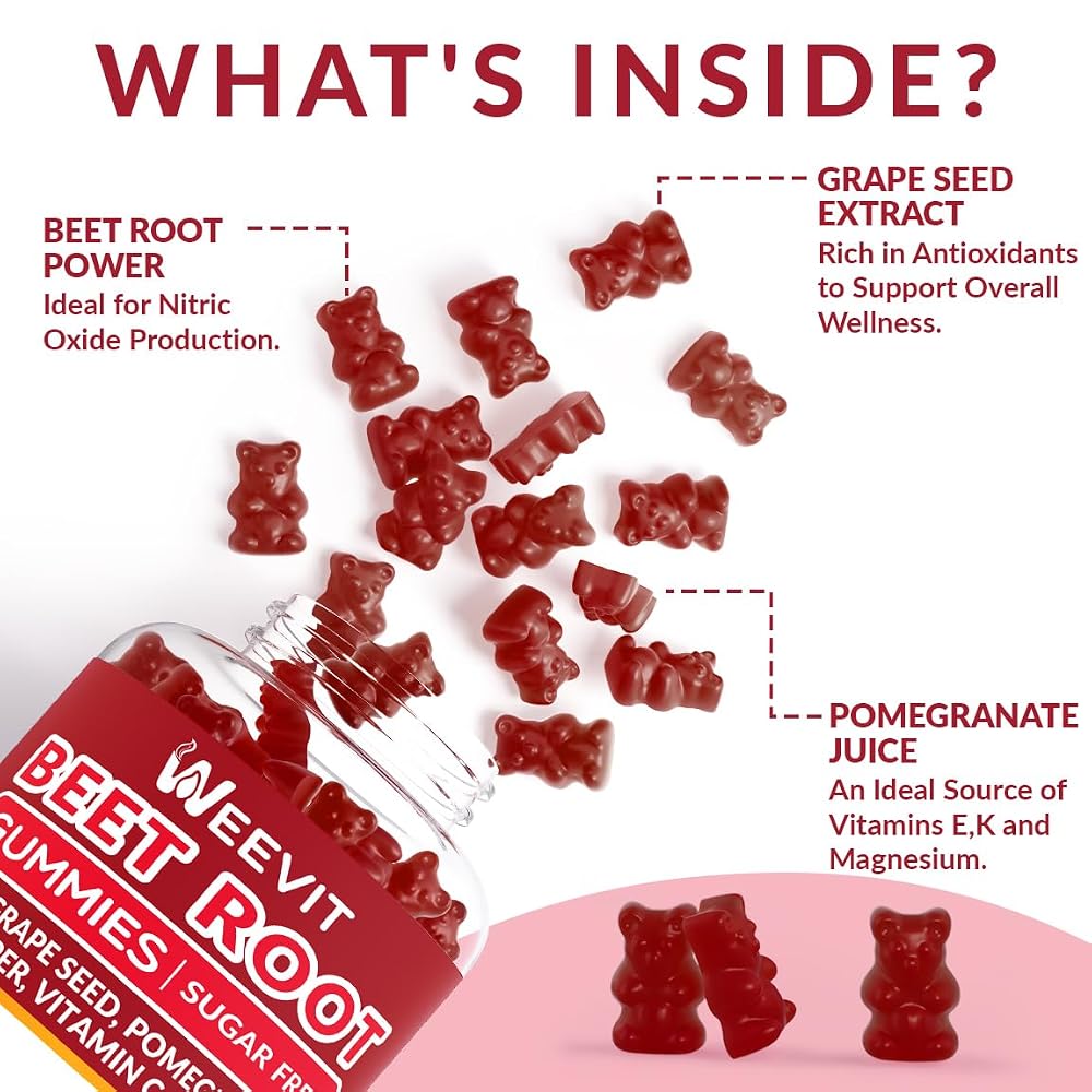 WEEVIT Beet Root Gummies Nitric Oxide Supplement - 120 Count - image 5
