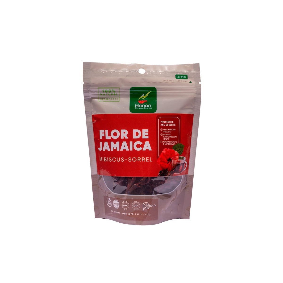 HANAN PERUVIAN SECRETS Hibiscus Herbal Tea - 3 x 40g