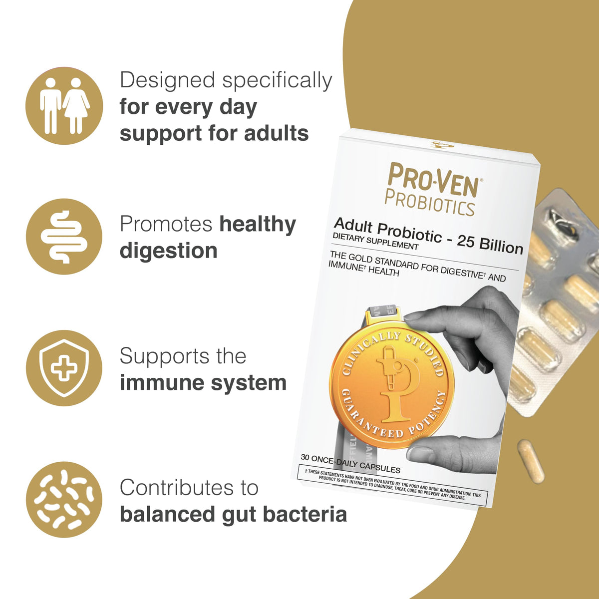 Pro-Ven Daily Probiotic 25 Billion CFU Digestive Support - 30 Capsules - image 3