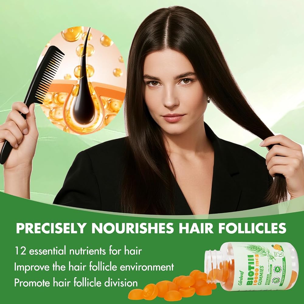 careleaf Biotin 10000mcg Hair Growth Gummies - 60 Count - image 3