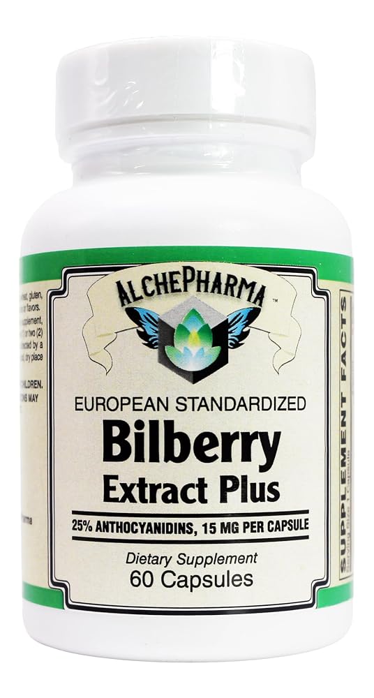 AlchePharma Euromed Bilberry Extract with Grape Skin - 60 Capsules