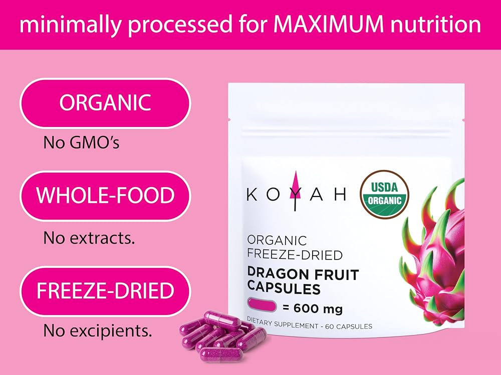 KOYAH Organic Dragon Fruit Capsules Freeze-Dried - 60 Capsules - image 3
