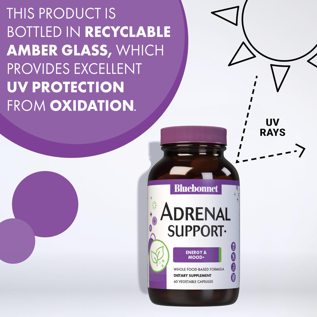 BlueBonnet Adrenal Support Energy & Mood - 120 Vegetable Capsules - image 7