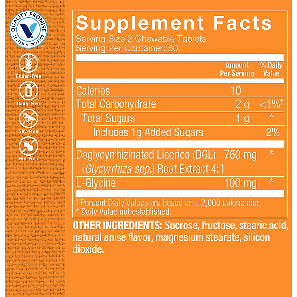 The Vitamin Shoppe DGL Licorice 760mg Stomach Soothing - 100 Tablets - image 2