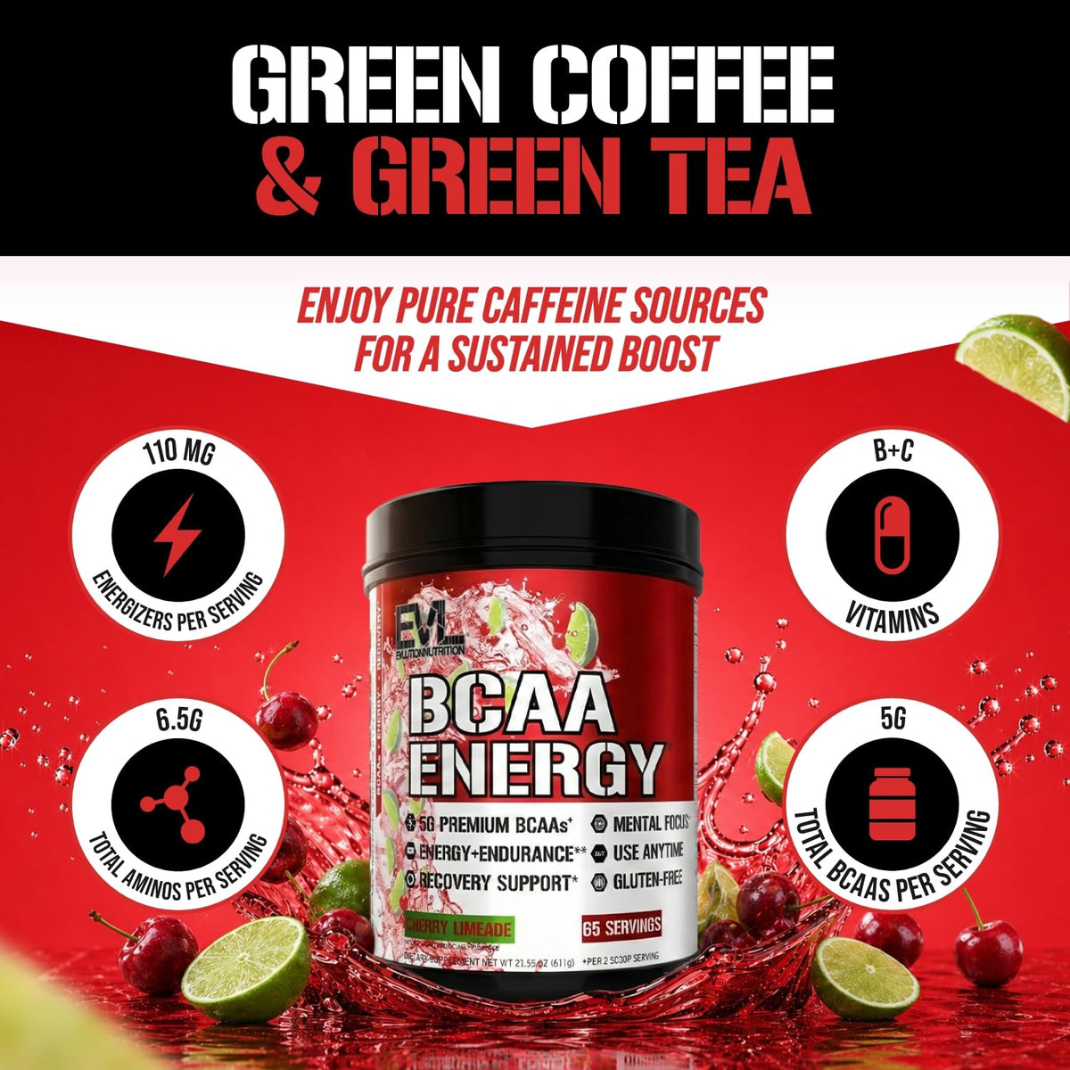 Evlution EVL BCAAs Amino Acids Powder - Rehydrating BCAA Powder Post