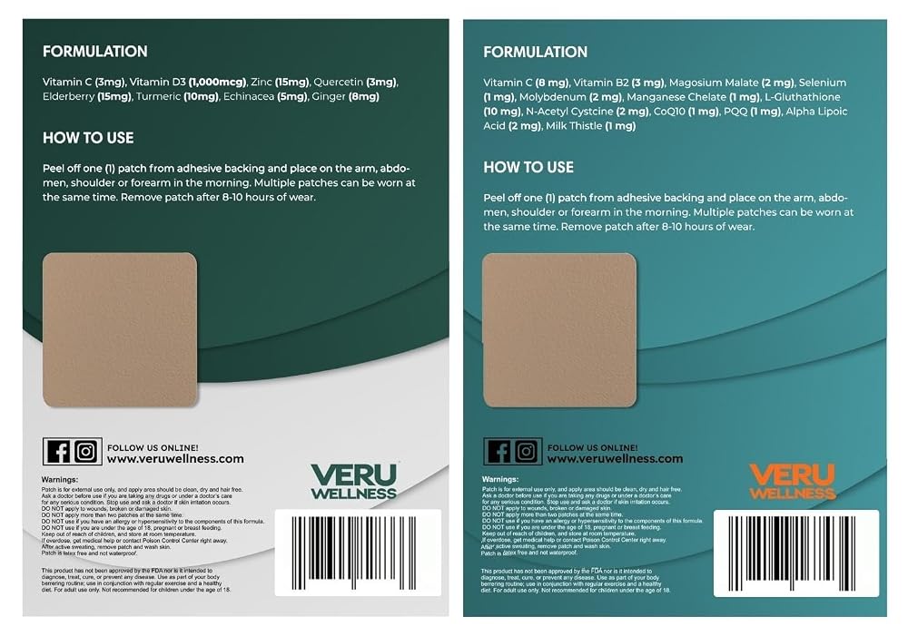 Veru Wellness Glutathione Patches Immune Plus Vitamin Topical Duo - 102 Patches - image 3