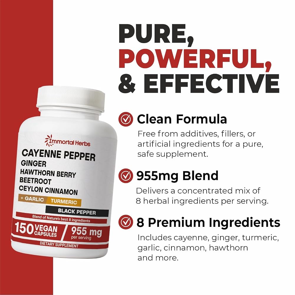 Immortal Herbs Cayenne Pepper Capsules with Garlic & Turmeric - 150 Count - image 3