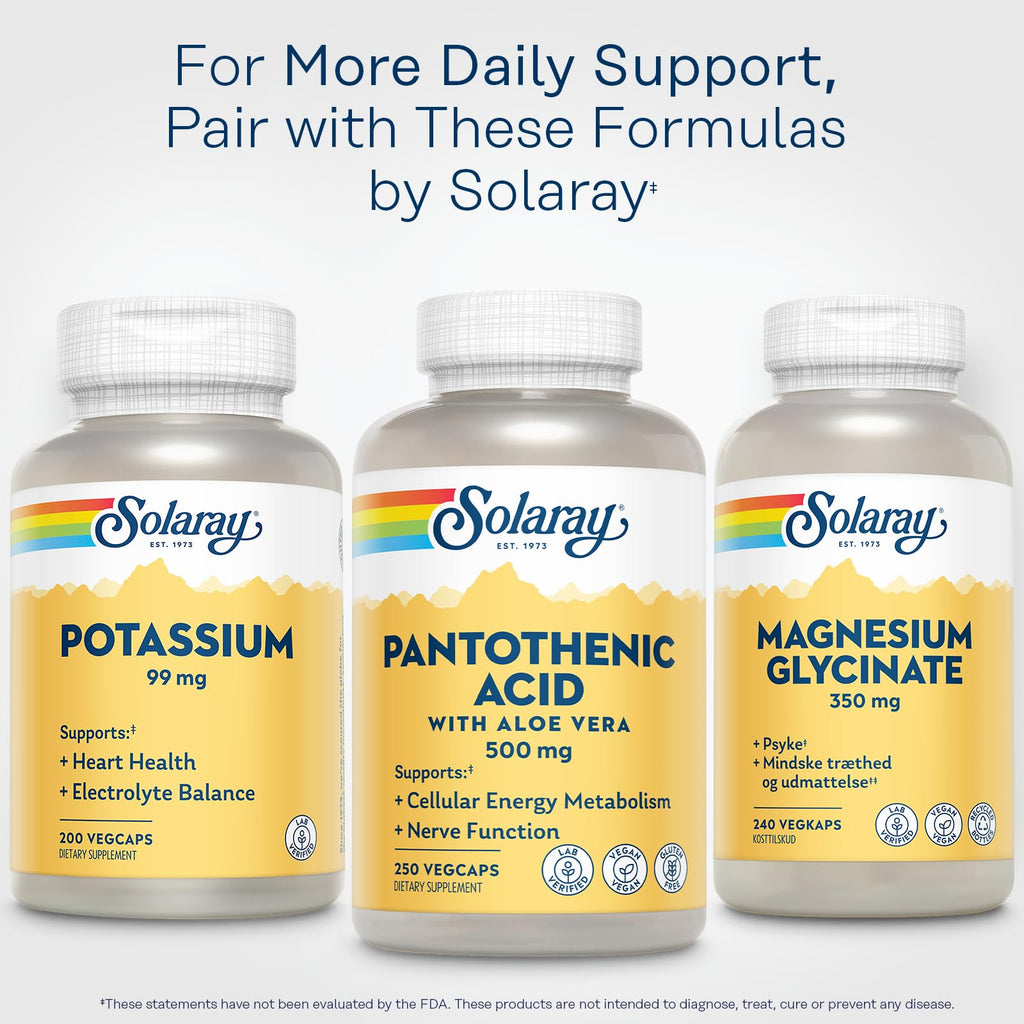 SOLARAY Pantothenic Acid 500mg Vitamin B5 - 250 Capsules - image 6
