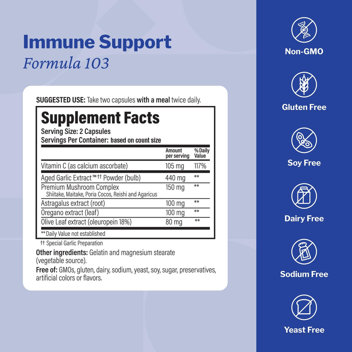 Kyolic Aged Garlic Extract Immune Support Formula 103 - 300 Capsules - image 3