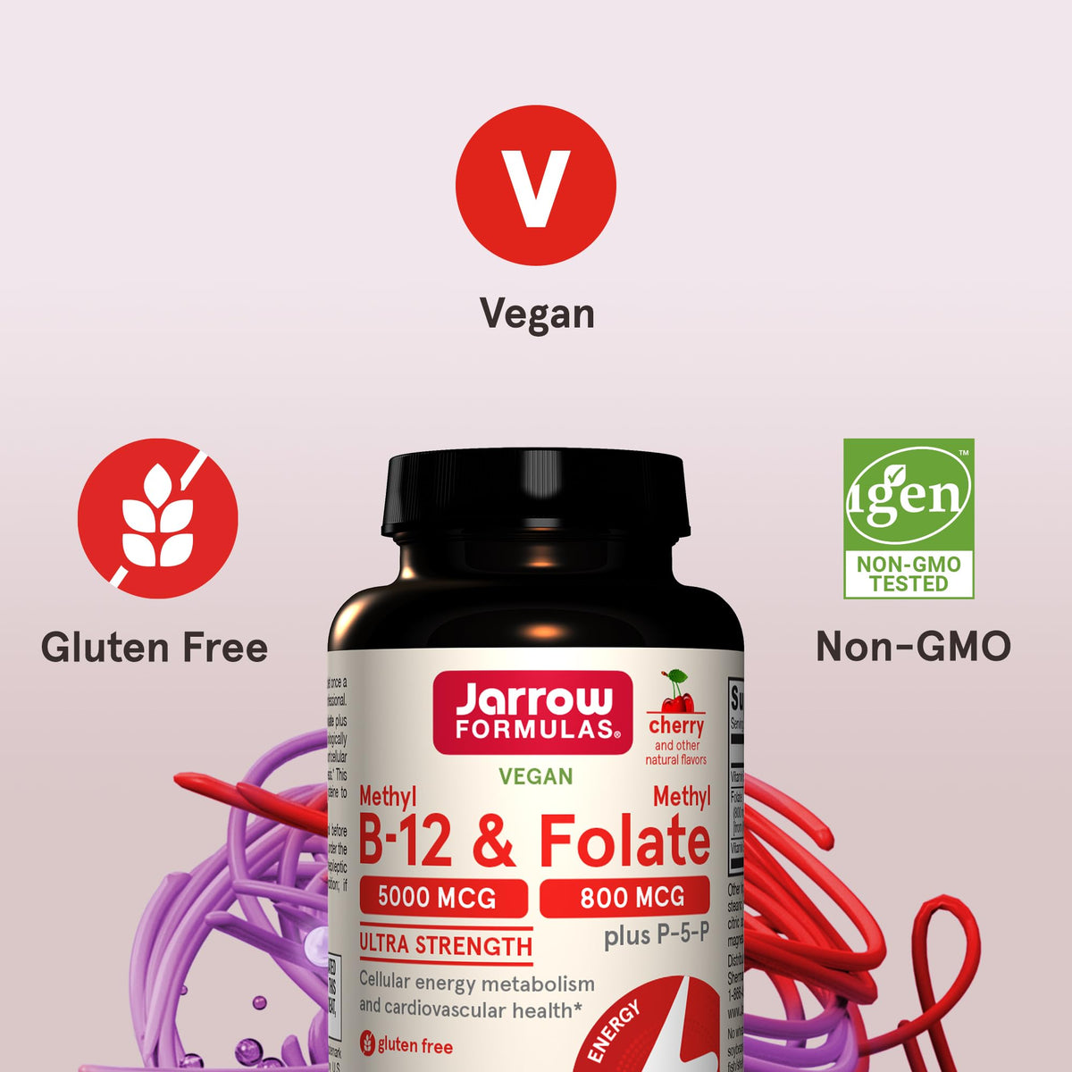 Jarrow Formulas Ultra Strength Methyl B-12 5000 mcg & Methyl Folate - 60 Tablets - image 5