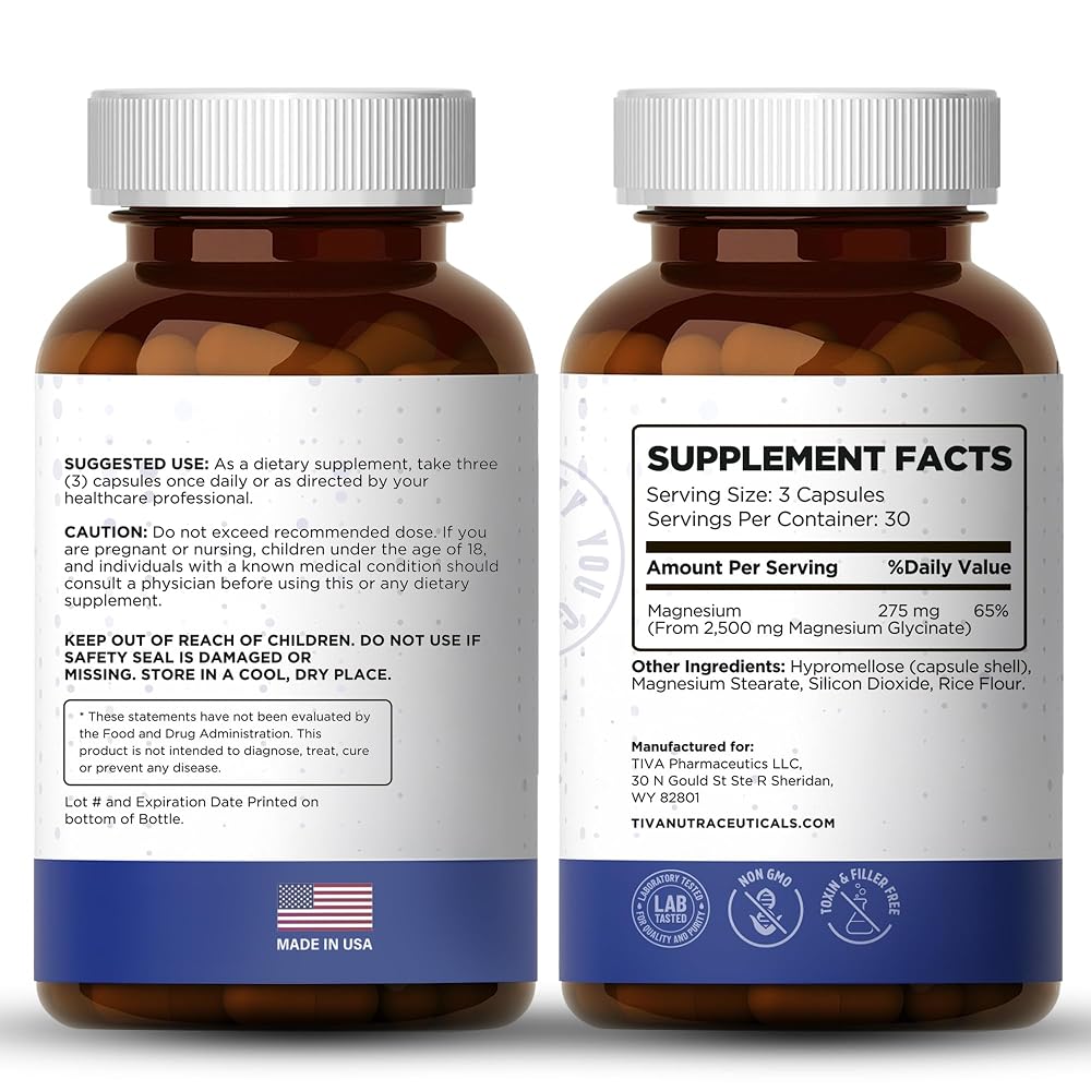 TIVA Nutraceutics Magnesium Glycinate for Sleep - 90 Capsules - image 8