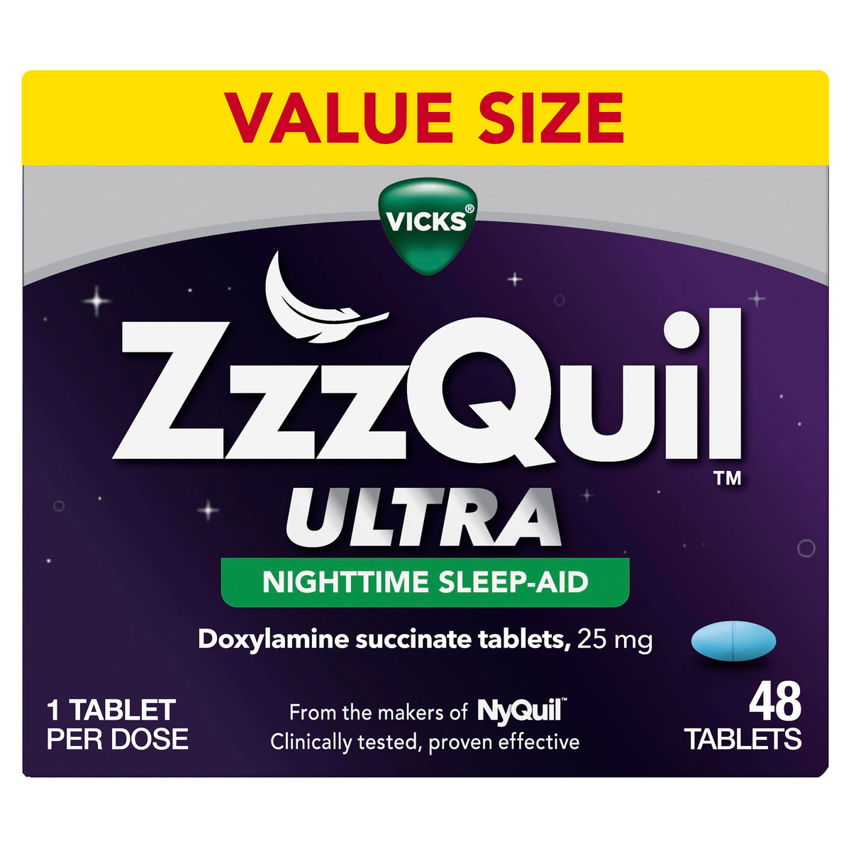 ZzzQuil Ultra Sleep Aid Doxylamine Succinate 25mg - 48 Tablets