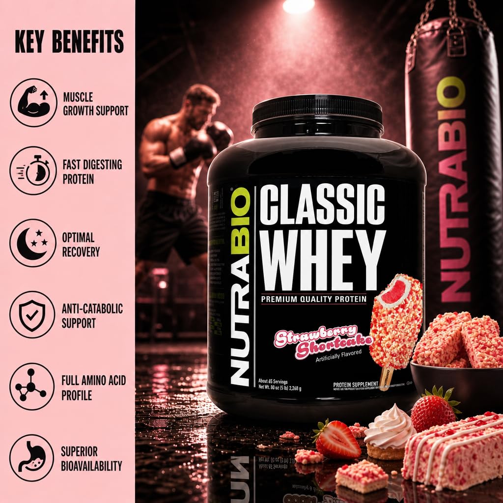 NutraBio Classic Whey Protein Powder Supplement - 25g of Protein Per