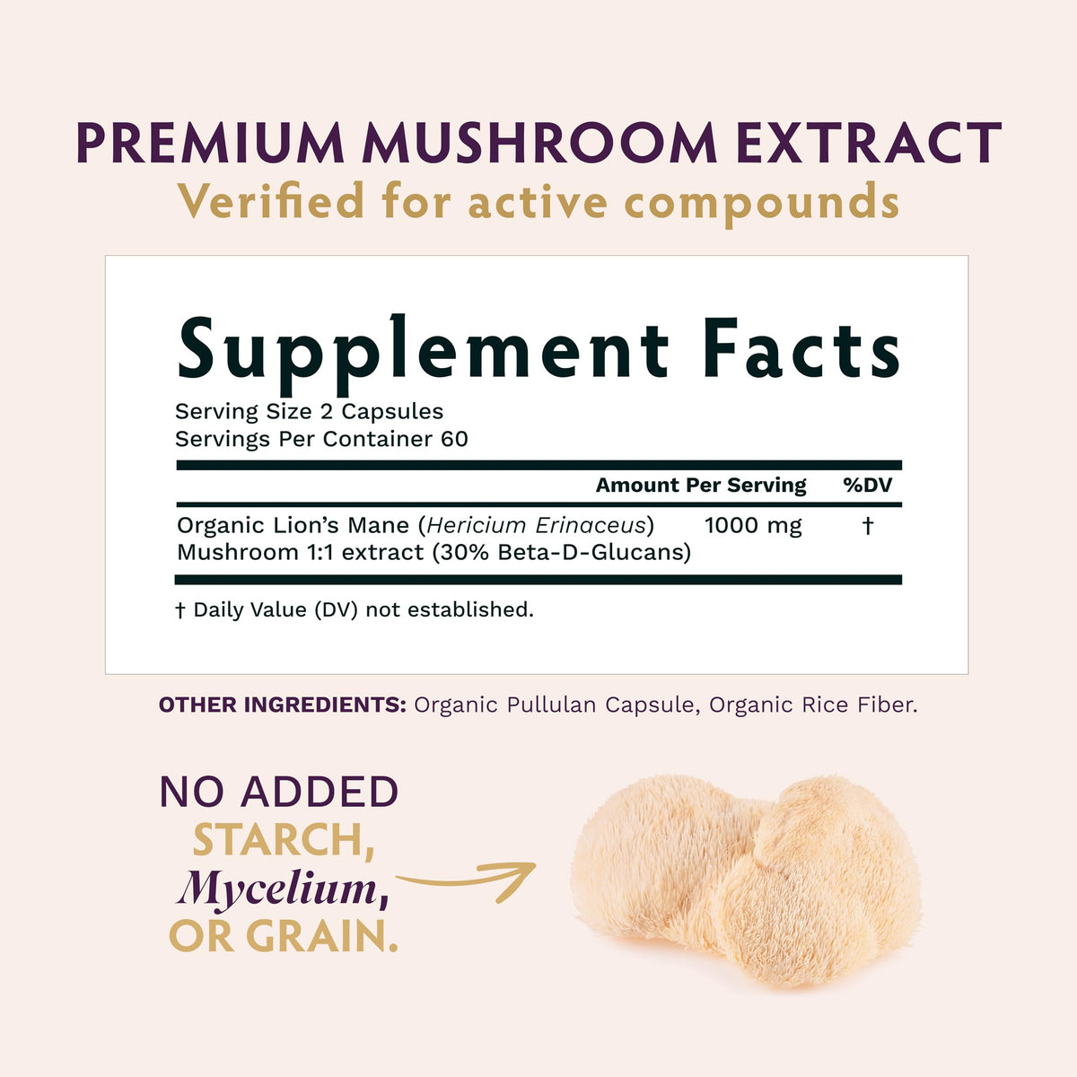 TRIBE ORGANICS Lion's Mane Supplement Capsules - 120 Count - image 3