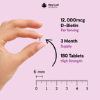 New Leaf Biotin 12000mcg Hair Skin Nails Vitamins - 180 Tablets - image 2